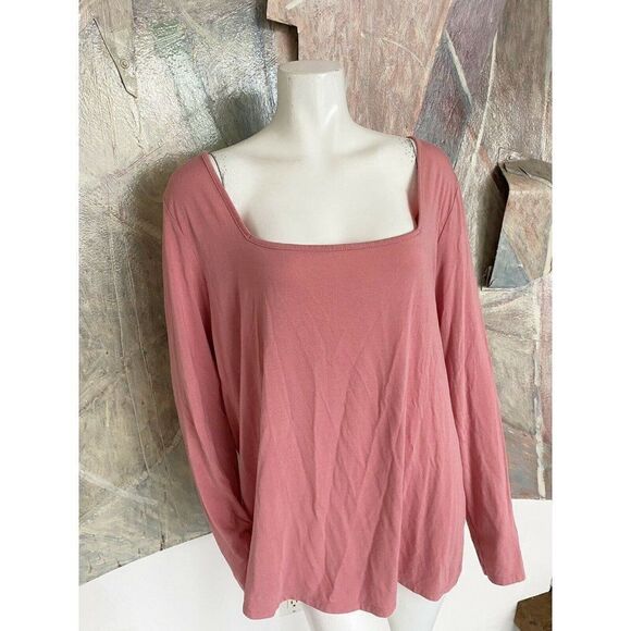 Asos Pink Square Neck Blouse Top Size 18 Long Sleeve - Picture 3 of 10